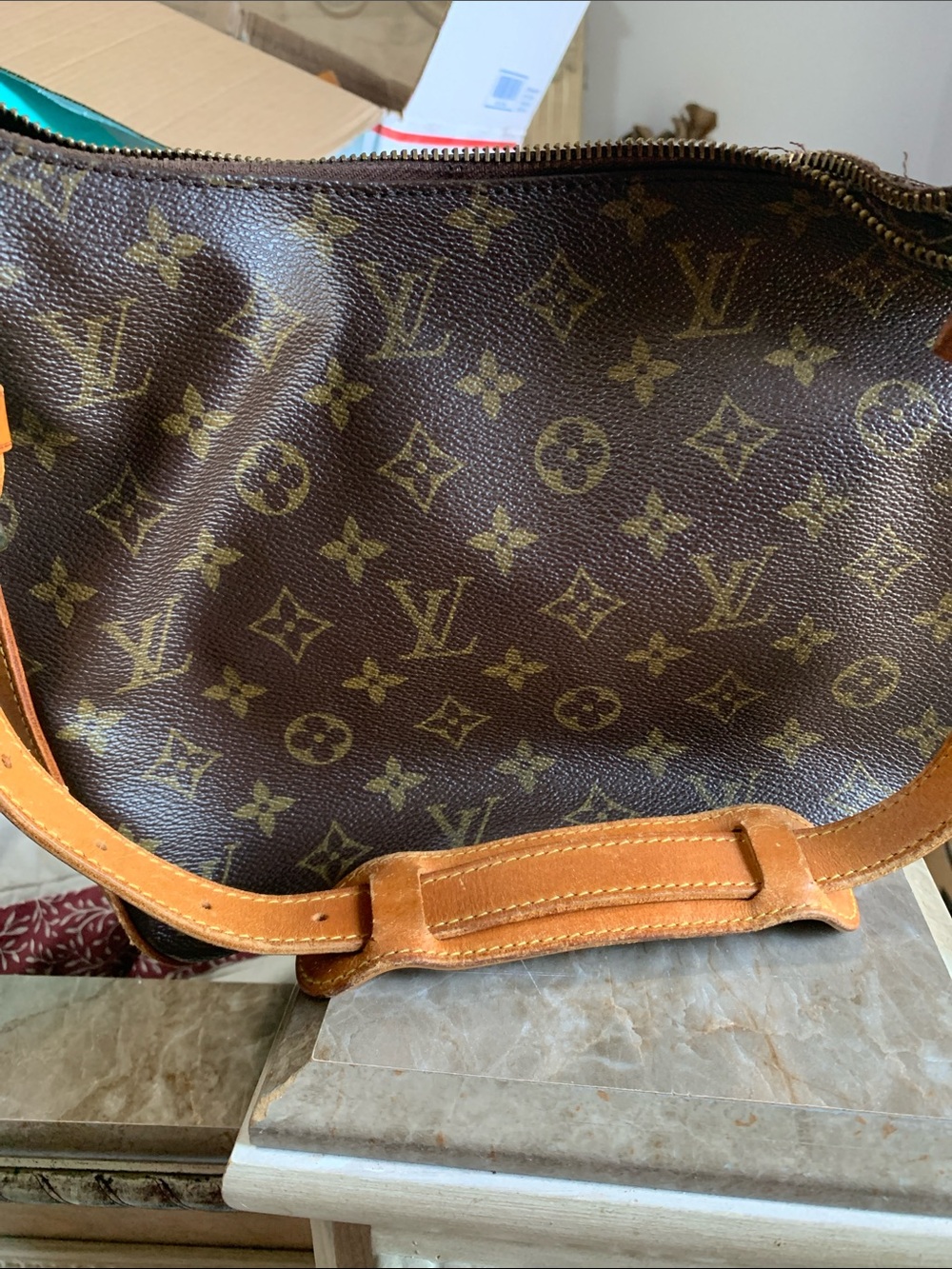 Louis Vuitton Monogram Canvas Shoulder Bag in Brown with Tan Trim with wear - Picture 4 of 14